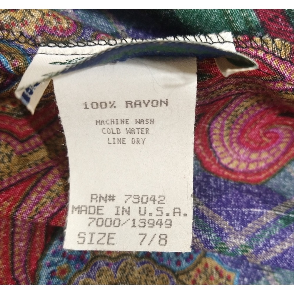 NWOT 80's VTG Separate Issue Jewel Tone Paisley Pleated Rayon Skirt Pockets sz 8 - Picture 6 of 7